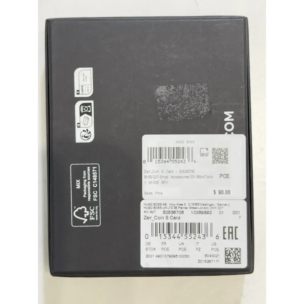 NWT BOSS Black Leather Card Case Wallet, $90 MSRP